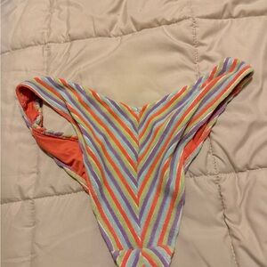 aerie Multicolor Striped Bikini Bottom - Coral, Lavender, Lime, Yellow